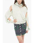 Silk Sweater with Cut-Out Detail and Removable Collar