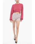 Cropped Turtleneck Cashmere Blend Sweater