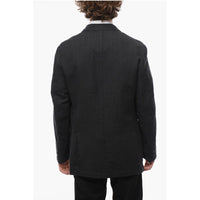 J.Press Wool and Flax Side Vents Peak Lapel Double-Breasted Blazer