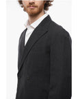 J.Press Wool and Flax Side Vents Peak Lapel Double-Breasted Blazer