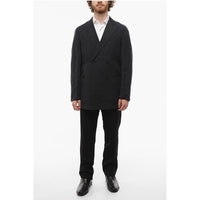 J.Press Wool and Flax Side Vents Peak Lapel Double-Breasted Blazer