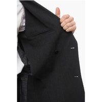 J.Press Wool and Flax Side Vents Peak Lapel Double-Breasted Blazer