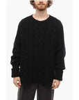 Crew Neck Mohair Blend Aran Pullover