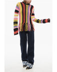 Chloé Fringed Bottom Crochet Sweater with Multicolor Motif