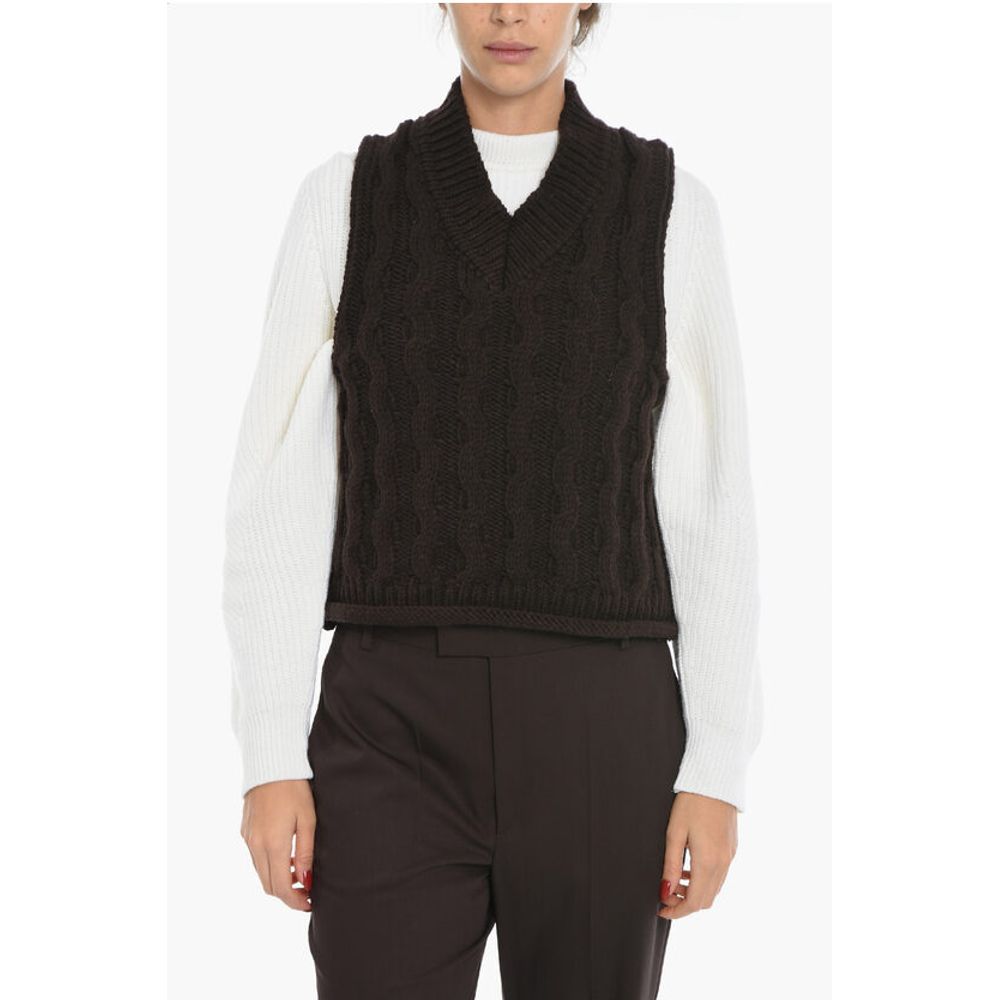 Samsoe Samsoe Cable Knit Sleeveless HUSKE V-Neck Sweater Sleeveless