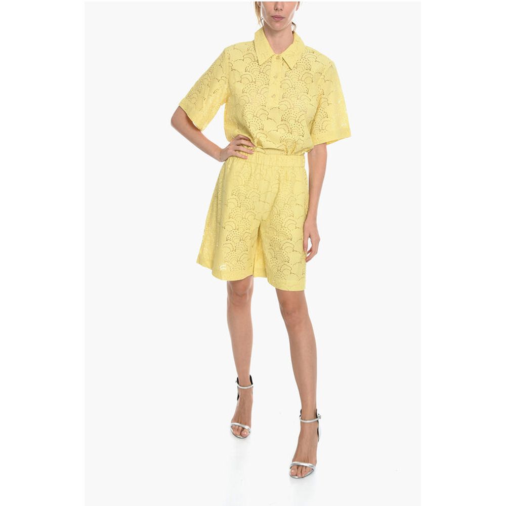 Samsoe Samsoe Solid Color KAREN Shorts with Perforated Motif