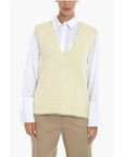 Samsoe Samsoe V-Neck KRISTA Knitted Vest with Contrasting Stitching