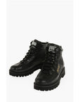 Versace JEANS COUTURE Leather and Fabric SYRIUS Combat Boots with Co