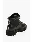 Versace JEANS COUTURE Leather and Fabric SYRIUS Combat Boots with Co
