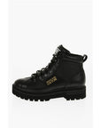 Versace JEANS COUTURE Leather and Fabric SYRIUS Combat Boots with Co