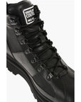 Versace JEANS COUTURE Leather and Fabric SYRIUS Combat Boots with Co