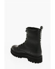 Versace JEANS COUTURE Leather SYRIUS Combat Boots with Contrasting P
