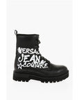 Versace JEANS COUTURE Leather SYRIUS Combat Boots with Contrasting P