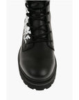 Versace JEANS COUTURE Leather SYRIUS Combat Boots with Contrasting P