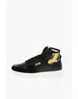 Versace JEANS COUTURE Leather and Fabric MEYSSA High-Top Sneakers wi