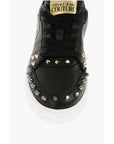 Versace JEANS COUTURE Textured Leather COURT 88 Low Top Sneakers wit
