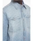 Balmain Denim Biker Jacket with Embossed Logo Pattern