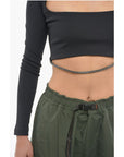 Anouki Solid Color Square Neck Crop Top with Removable Glittery Str