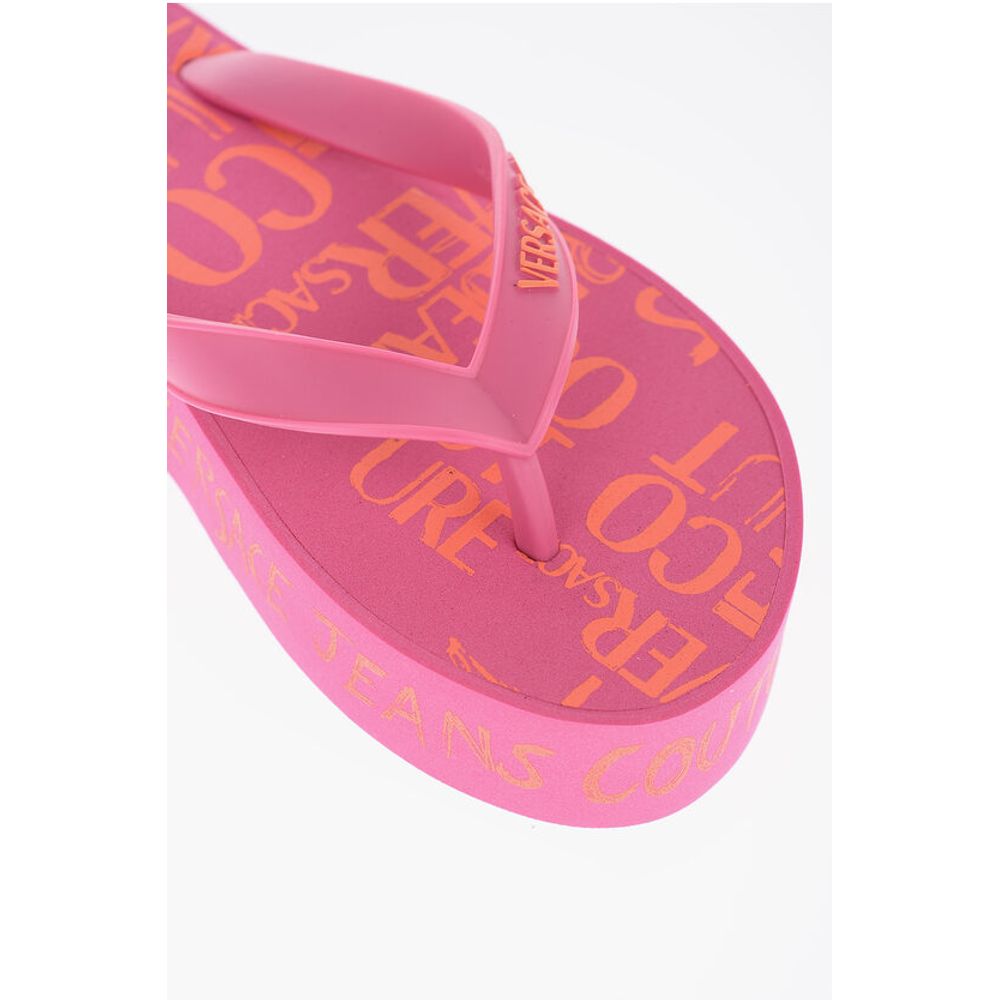 Versace JEANS COUTURE All-OverLogo Flip Flop with Platform 3,5cm