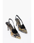 Versace JEANS COUTURE Baroque Motif Faux Leather Slingback 9,5cm
