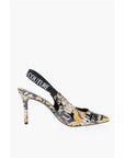 Versace JEANS COUTURE Baroque Motif Faux Leather Slingback 9,5cm