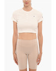 Champion Ribbed Crew-neck Cropped T-Shirt with Front Buttoning