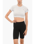 Champion Ribbed Crew-neck Cropped T-Shirt with Front Buttoning