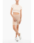 Champion Ribbed Crew-neck Cropped T-Shirt with Front Buttoning