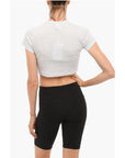 Champion Ribbed Crew-neck Cropped T-Shirt with Front Buttoning