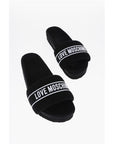 Moschino LOVE Solid Color Fabric Slides with Embroidered Logo