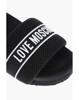 Moschino LOVE Solid Color Fabric Slides with Embroidered Logo