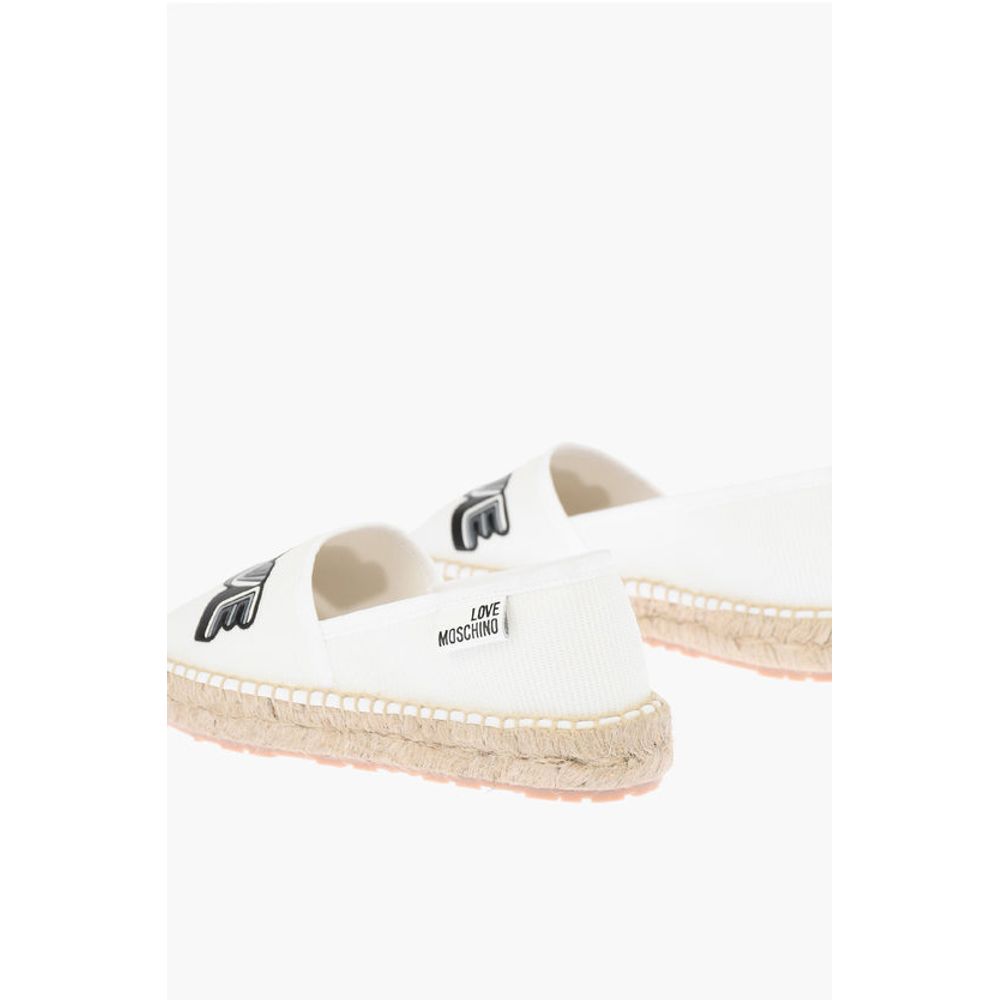Moschino LOVE mesh espadrilles with logo-print and raffia sole