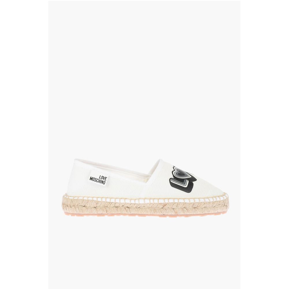 Moschino LOVE mesh espadrilles with logo-print and raffia sole
