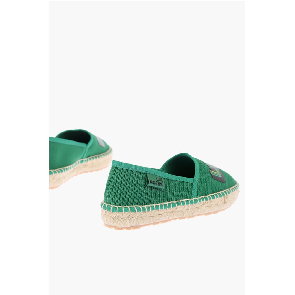Moschino LOVE mesh espadrilles with logo-print and raffia sole