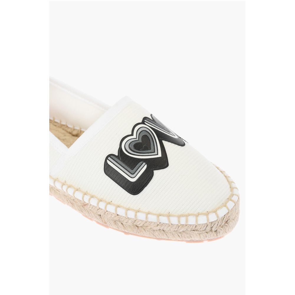 Moschino LOVE mesh espadrilles with logo-print and raffia sole