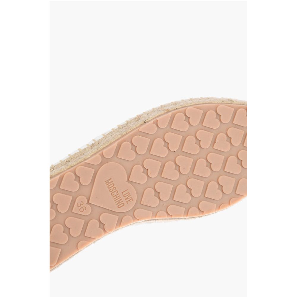 Moschino LOVE mesh espadrilles with logo-print and raffia sole