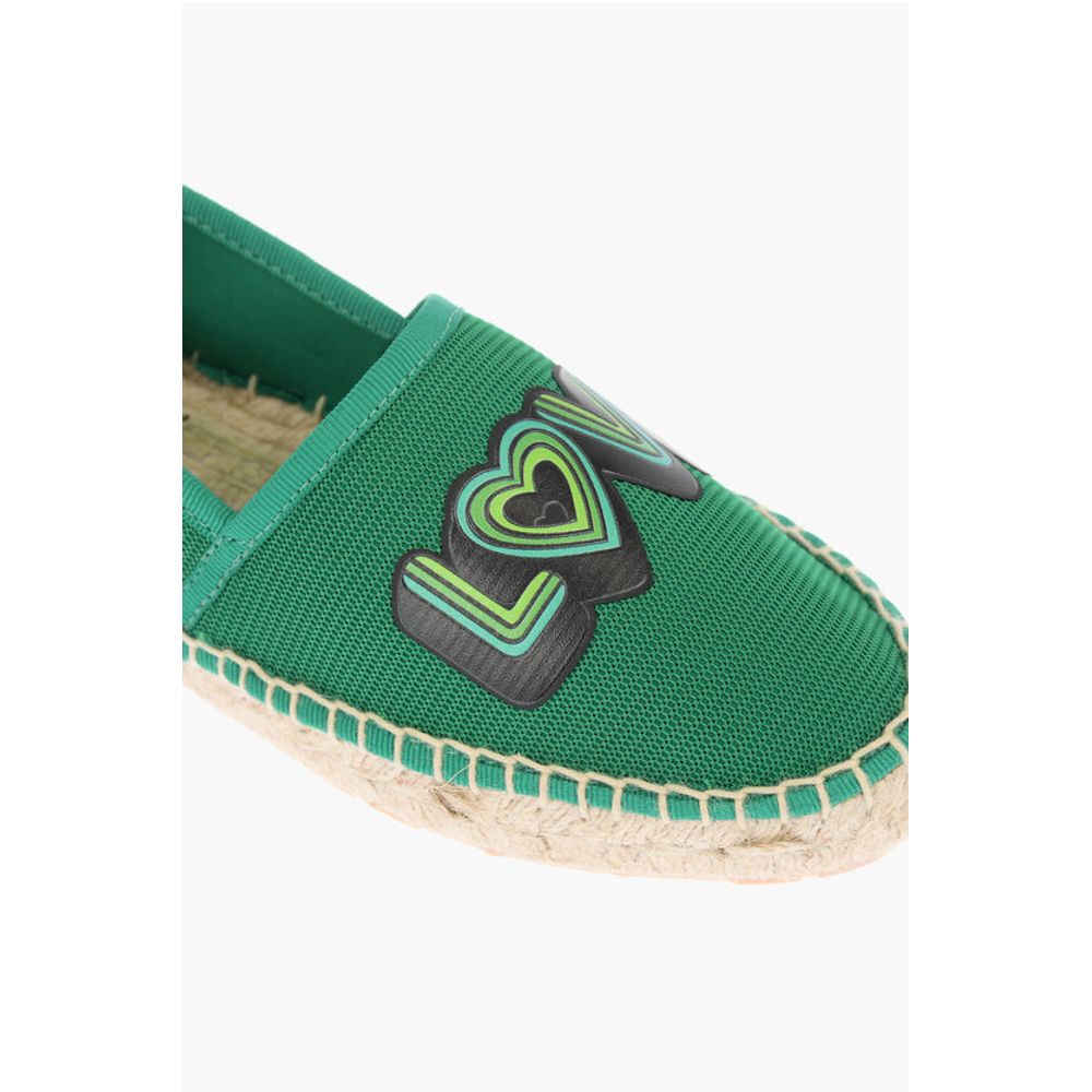 Moschino LOVE mesh espadrilles with logo-print and raffia sole