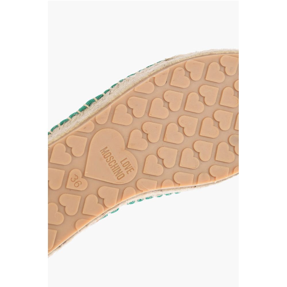 Moschino LOVE mesh espadrilles with logo-print and raffia sole