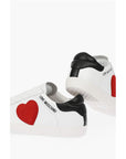 Moschino LOVE leather low top sneakers with velvet heart and Contrast