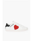 Moschino LOVE leather low top sneakers with velvet heart and Contrast