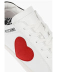 Moschino LOVE leather low top sneakers with velvet heart and Contrast