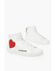Moschino LOVE leather high top sneakers with velvet heart and side zi