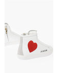 Moschino LOVE leather high top sneakers with velvet heart and side zi
