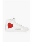 Moschino LOVE leather high top sneakers with velvet heart and side zi