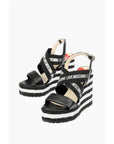 Moschino LOVE Leather Wedge Sandals with Logo 12cm