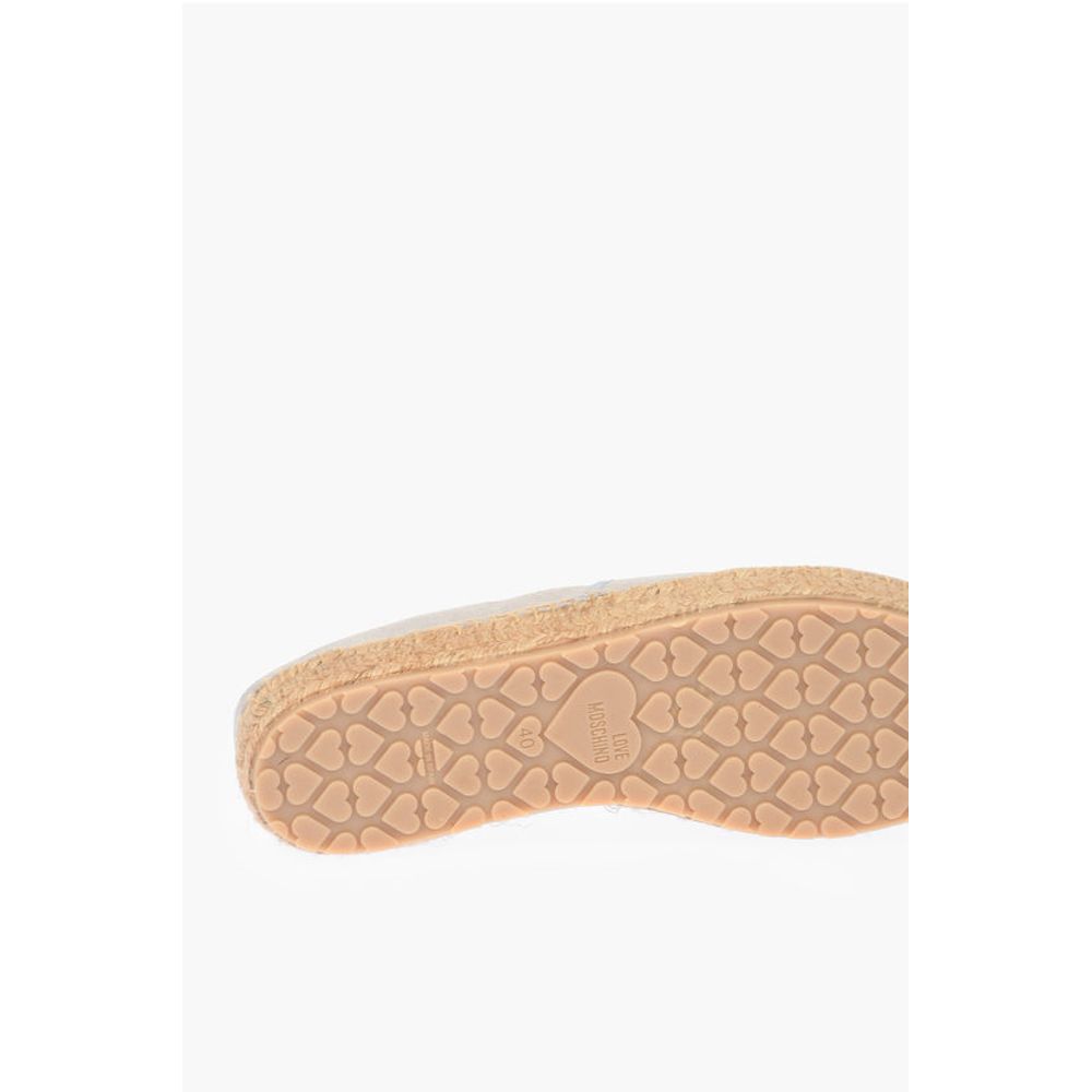 Moschino LOVE Suede Split Leather Platform Espadrilles with Embroider