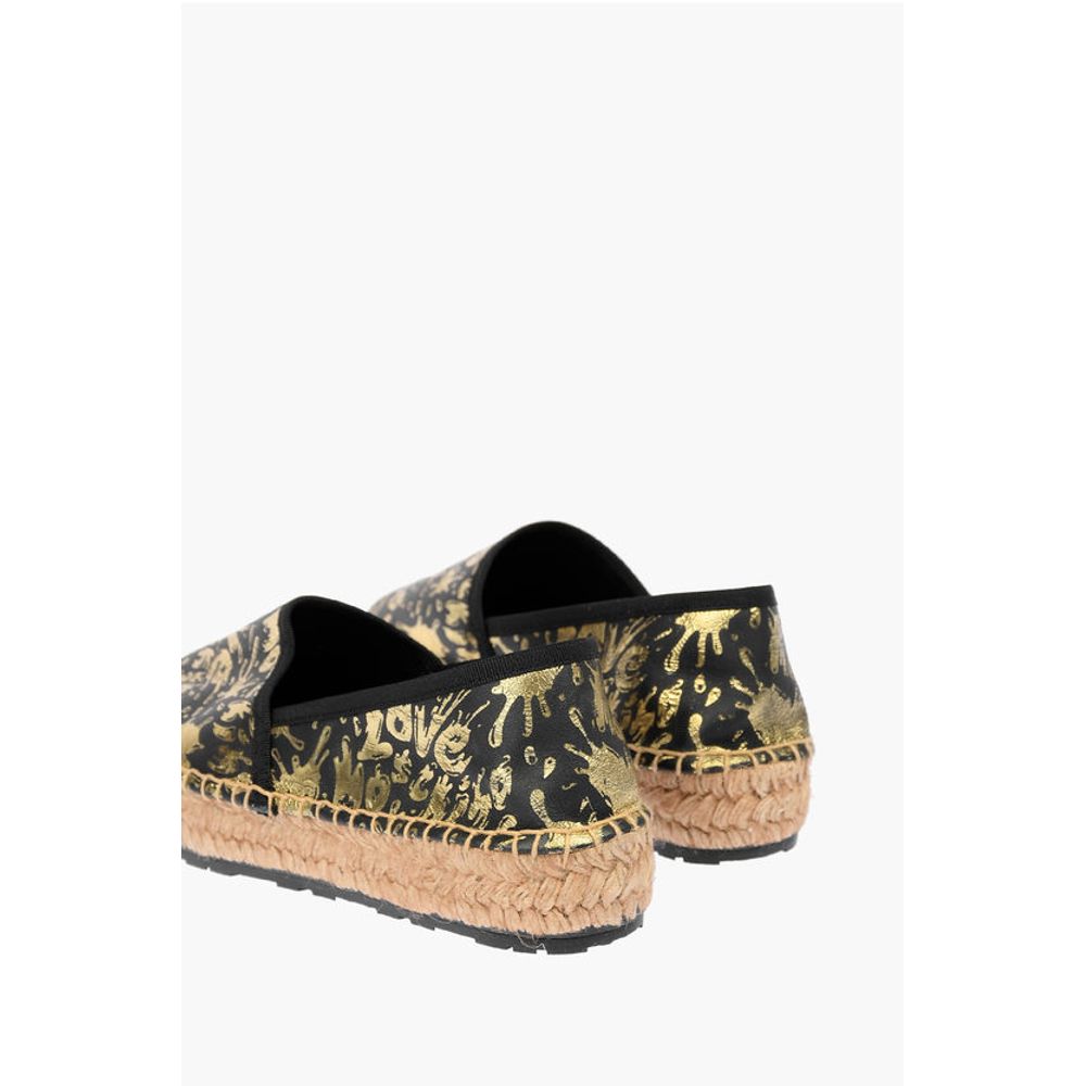Moschino LOVE Leather SPLASH Platform Espadrilles with Logo 4 cm