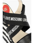 Moschino LOVE Leather Wedge Sandals with Logo 12cm