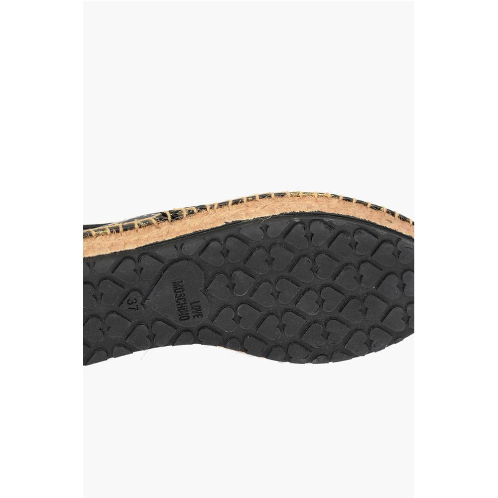Moschino LOVE Leather SPLASH Platform Espadrilles with Logo 4 cm