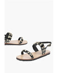 Moschino LOVE Patent Leather Flat Sandals with Heart Studs